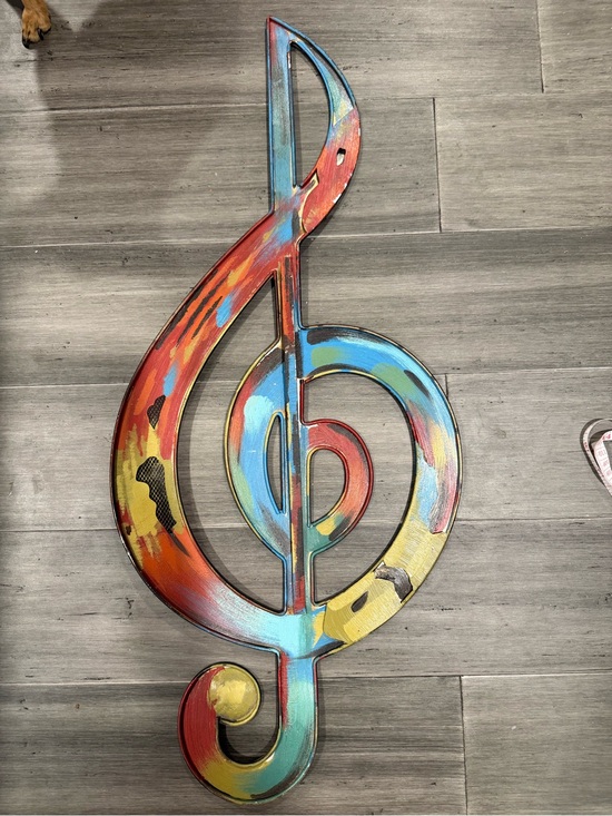 Other - Colorful Painted Treble Clef Wall Art - Multicolor